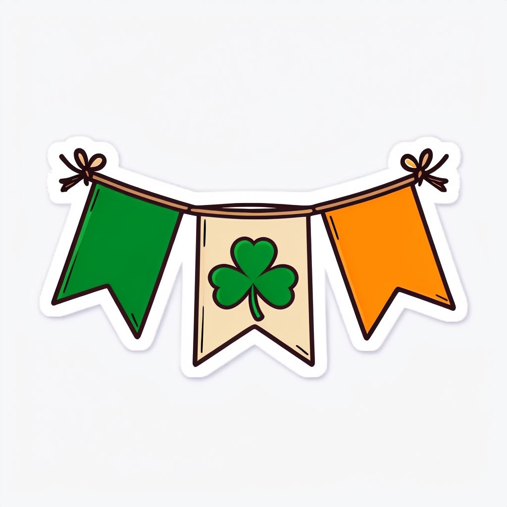 Festive St. Patrick's Day Bunting with Shamrock Sticker