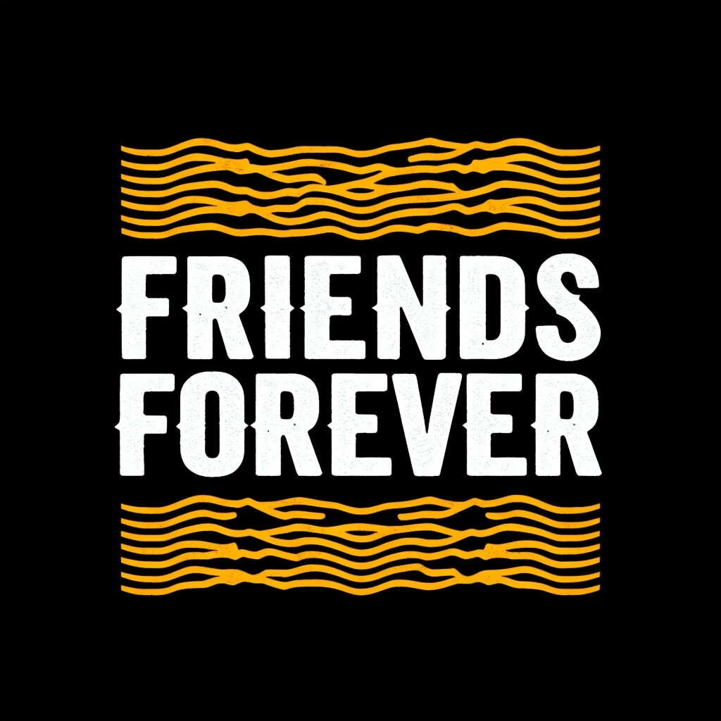 Bold Friends Forever Text Design with Wavy Lines T-Shirt