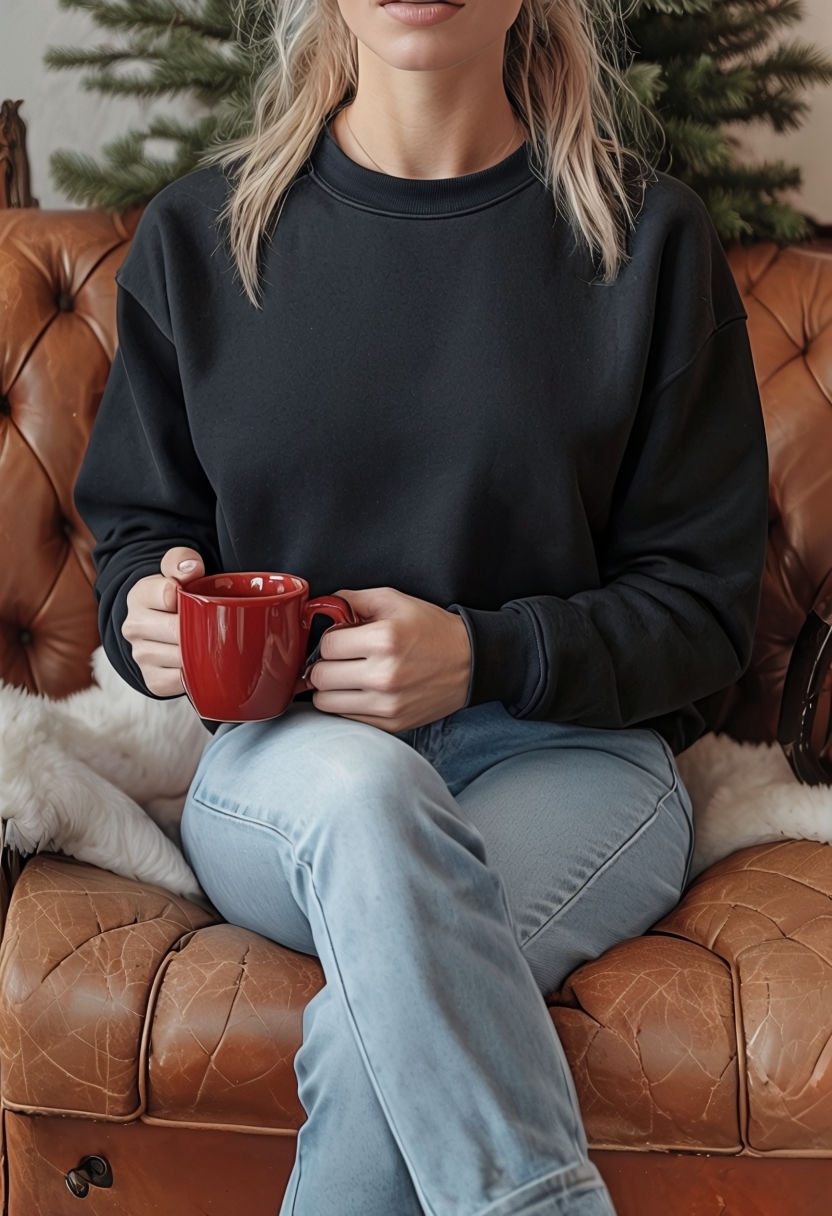 Black Cotton Sweatshirt Close-Up Photograph Mockup