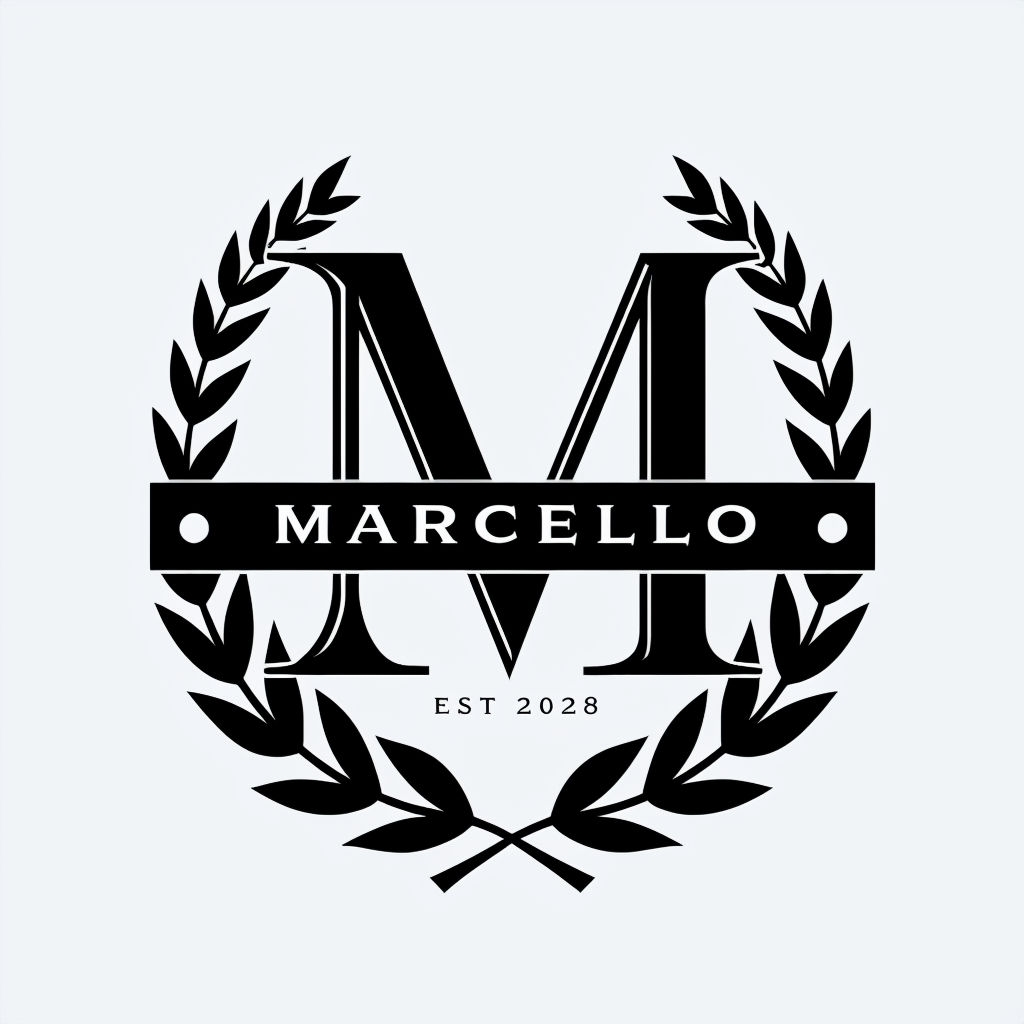 Elegant Black and White Monogram Design with Laurel Wreath Sticker