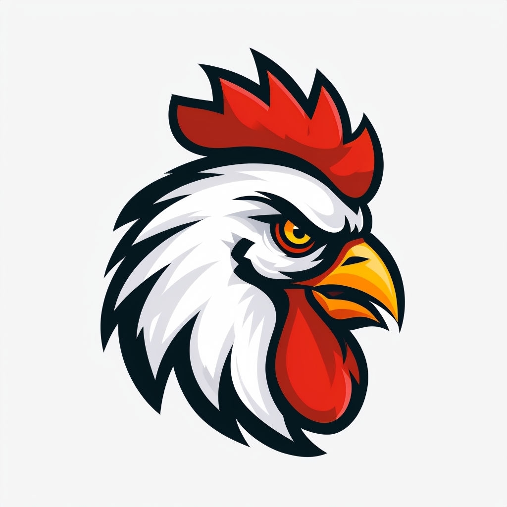 Vibrant Cartoon Rooster Head Illustration for Hat Design