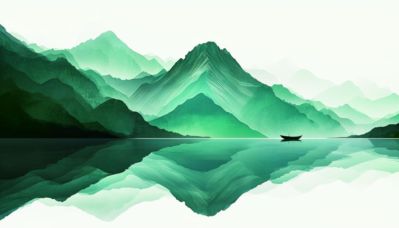 Tranquil Minimalist Mountain Landscape Illustration Background