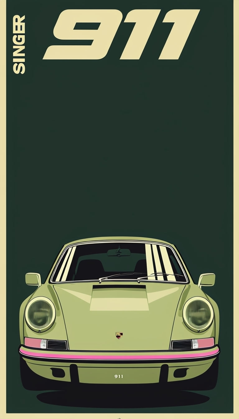 Sleek Minimalist Classic Porsche 911 Art Poster