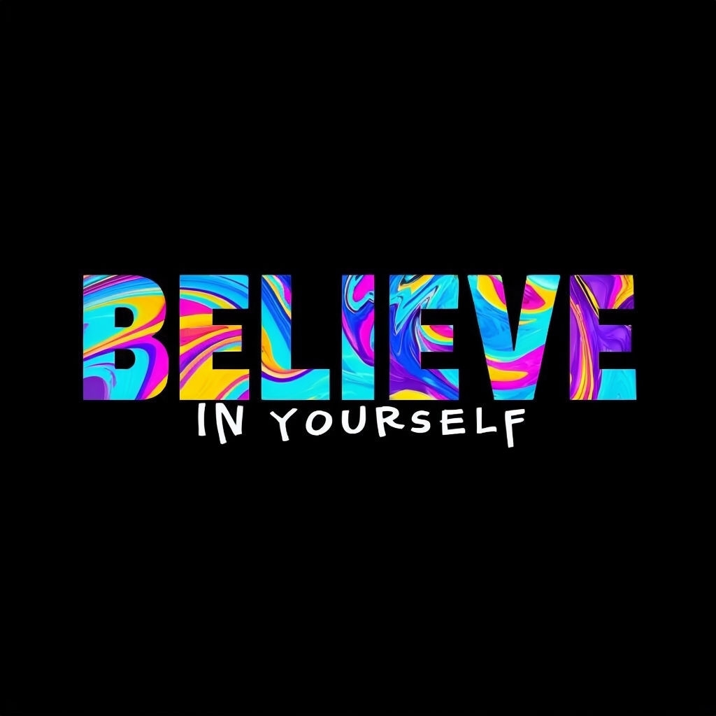 Vibrant Believe in Yourself Motivational Typography T-Shirt