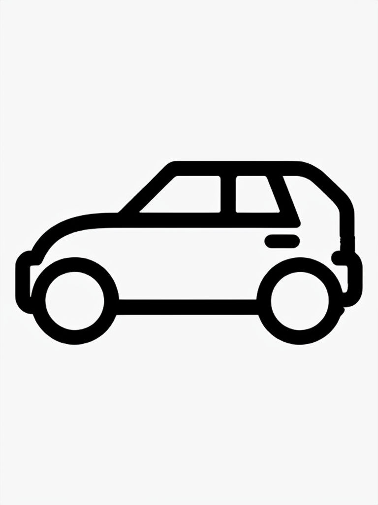 Minimalist Black Line Car Icon Illustration Coloring Book Pages