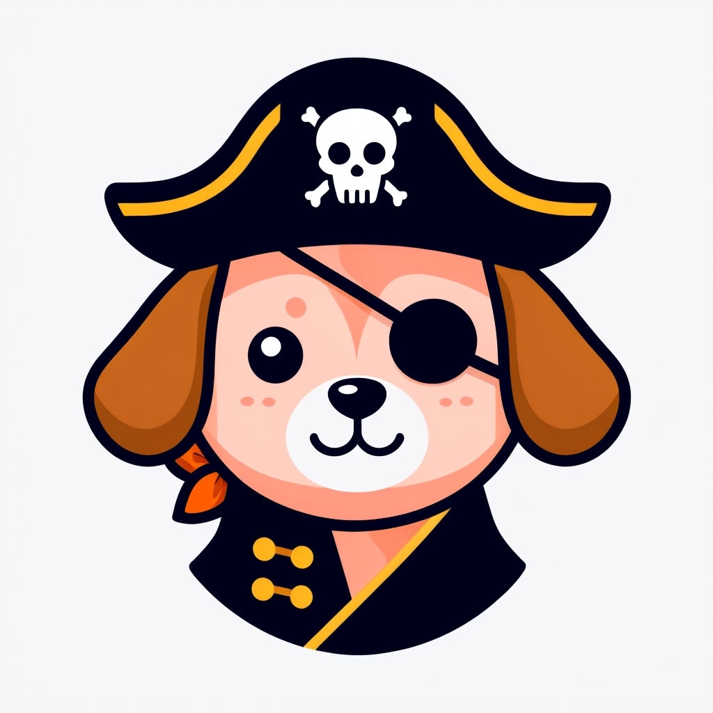 Cheerful Pirate Dog Cartoon Character Illustration Sticker