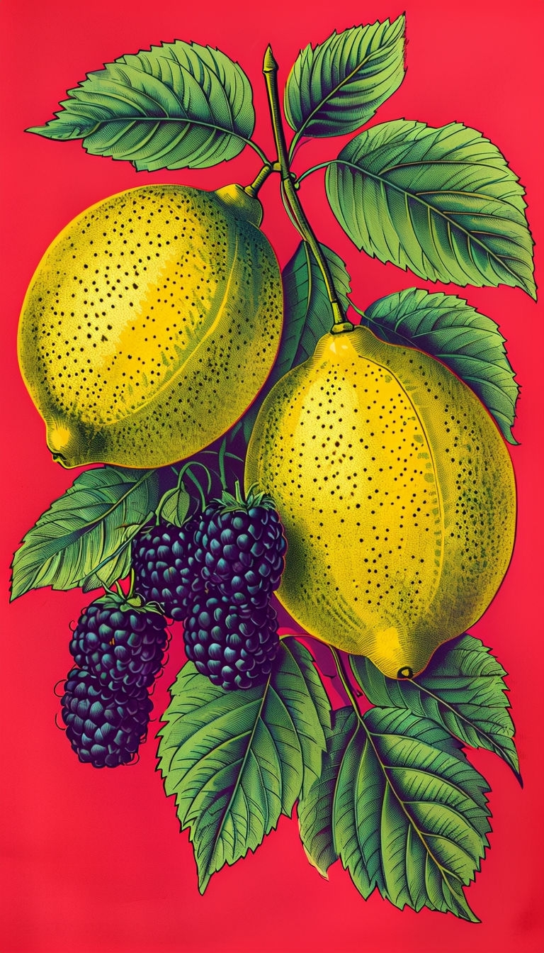 Vibrant Vintage Lemons and Blackberries Phone Case Cover