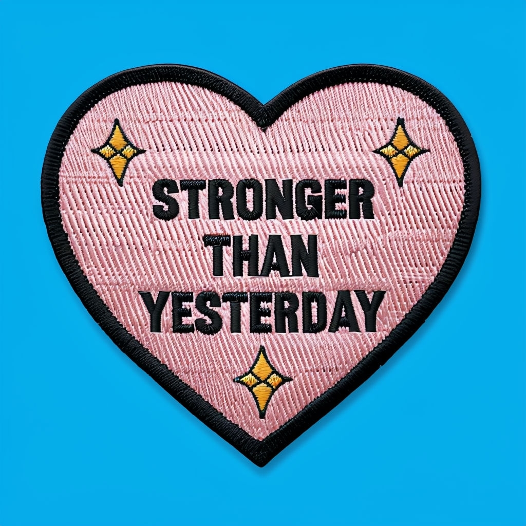 Embroidered Heart Patch with Motivational Message for Hats