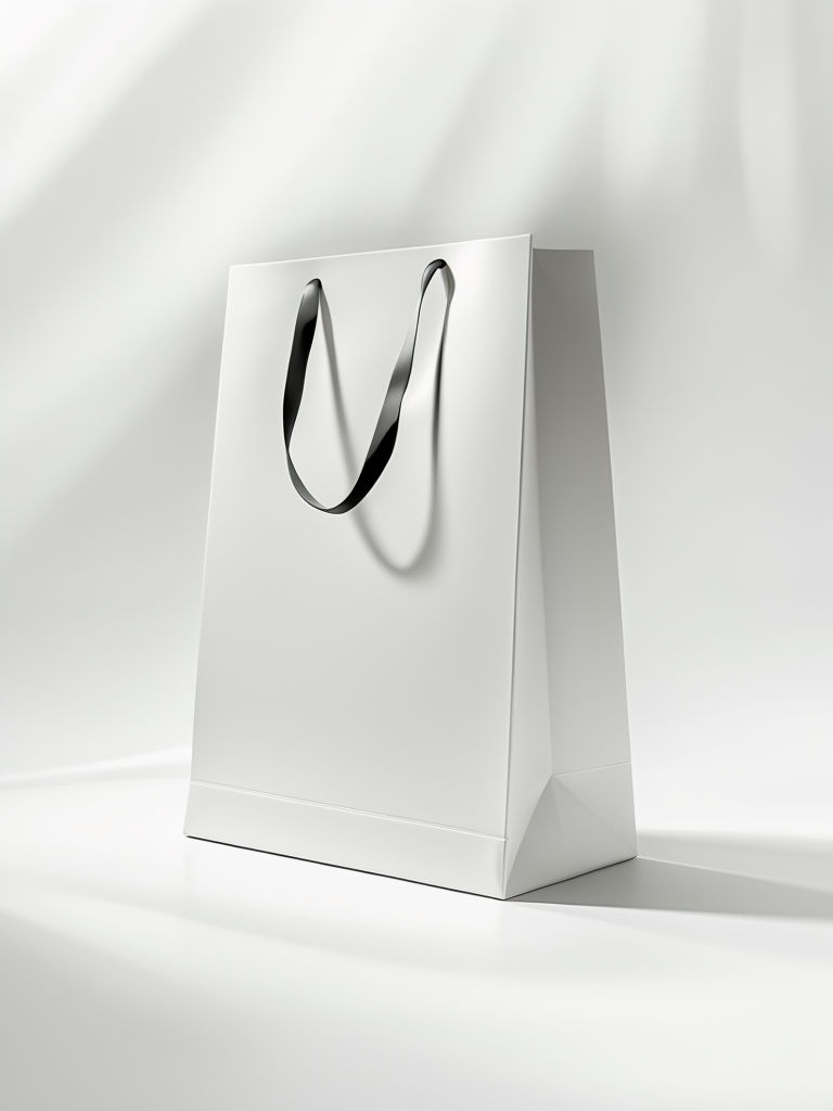 Elegant White Shopping Bag Minimalist Still Life Photography Mockup
