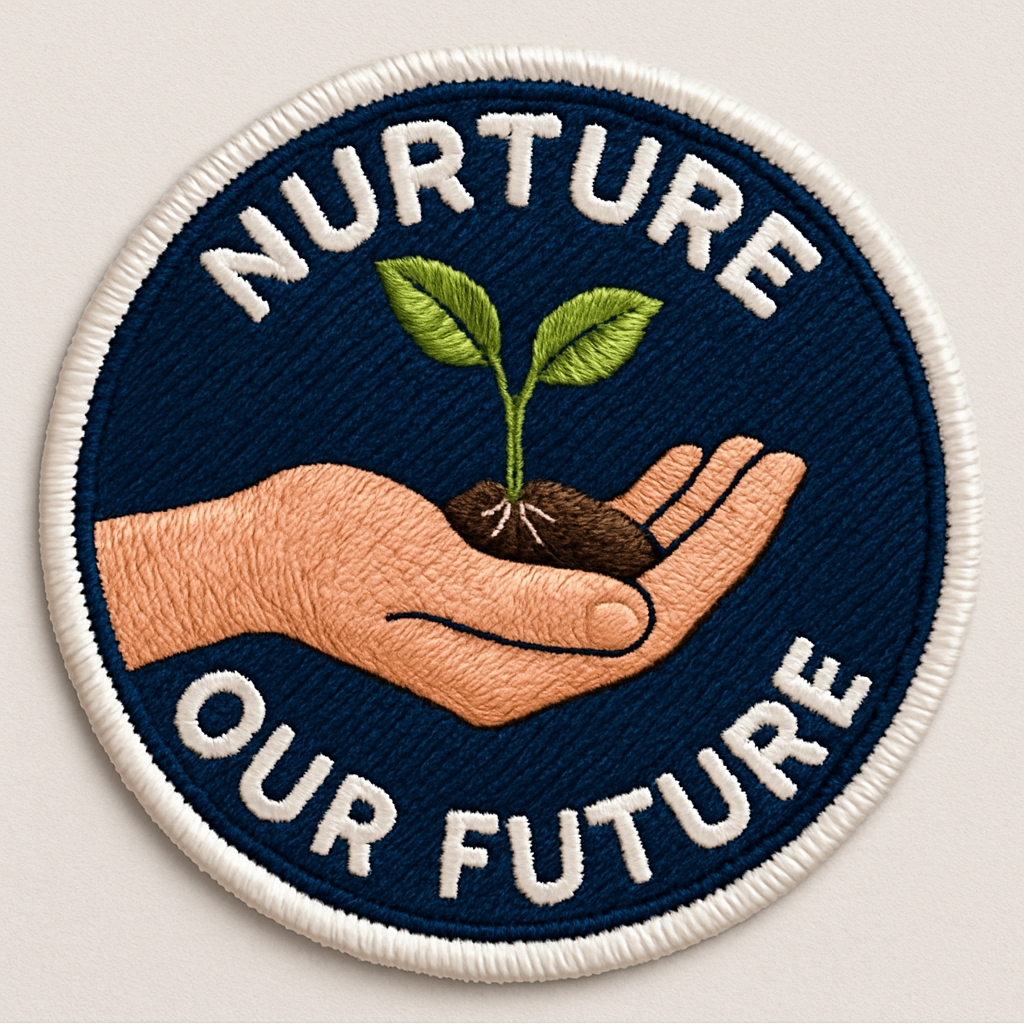 Nurture Our Future Embroidered Patch Design for Hats