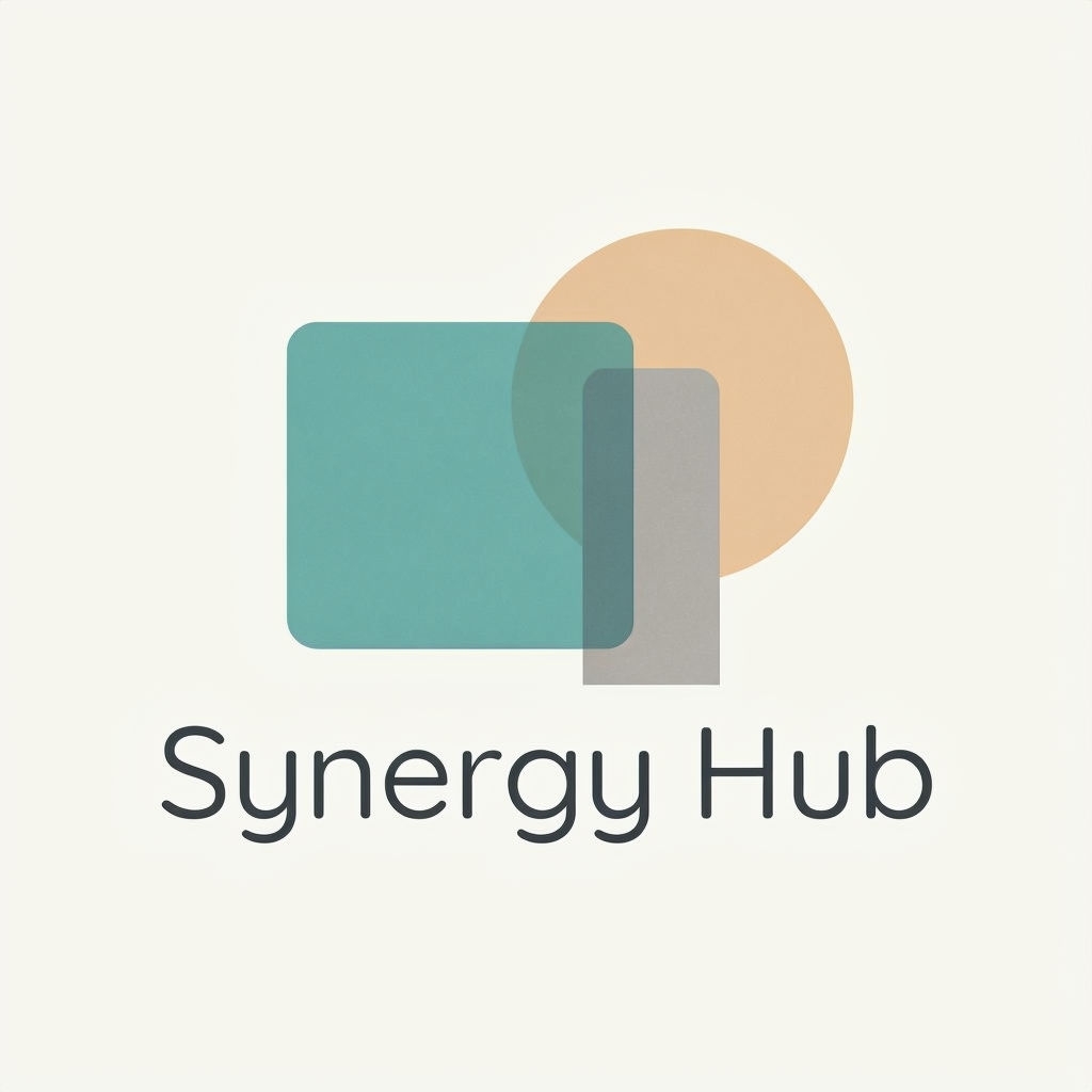 Modern Minimalist Synergy Hub Logo with Geometric Shapes