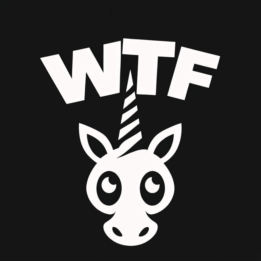 WTF Unicorn Cartoon Design with Bold Text Sticker