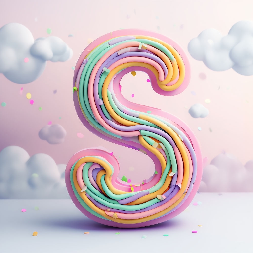 Playful 3D Candy-Like 'S' Monogram Design for Kids Art