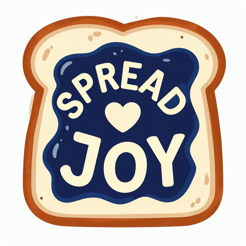 Toast Slice with Blue Jam and Spread Love Message Sticker