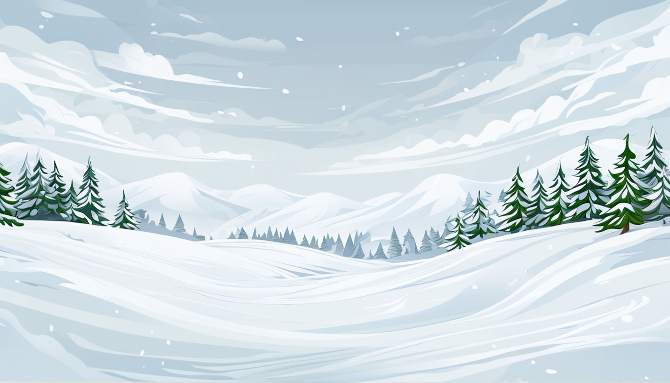 Serene Winter Landscape Cartoon Virtual Background Design
