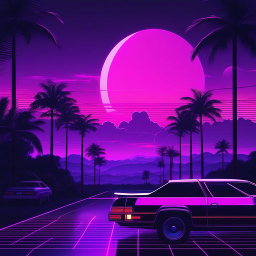 Retrowave aesthetics. purple sky. neon bright light. cyberpu... by ...