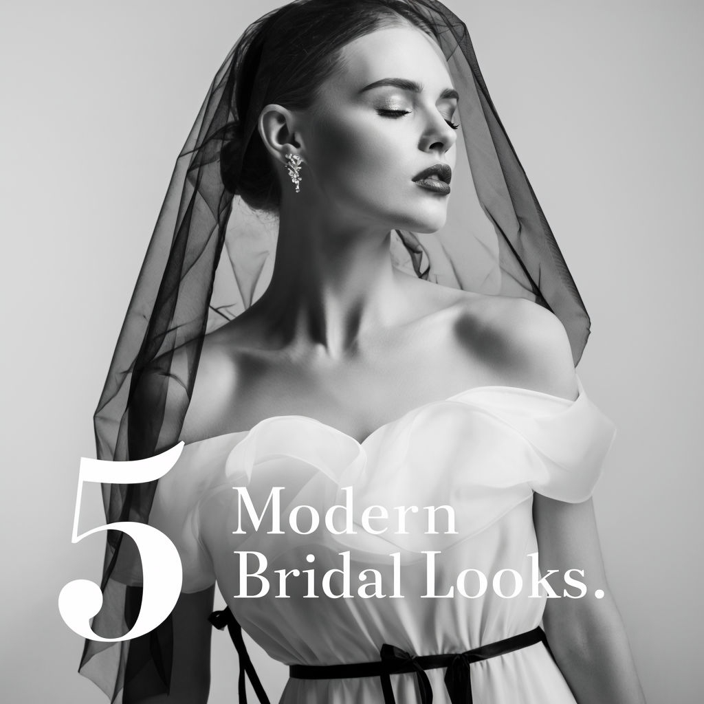 Elegant Modern Bridal Look with Veil and Ribbons Photo Social Media Post