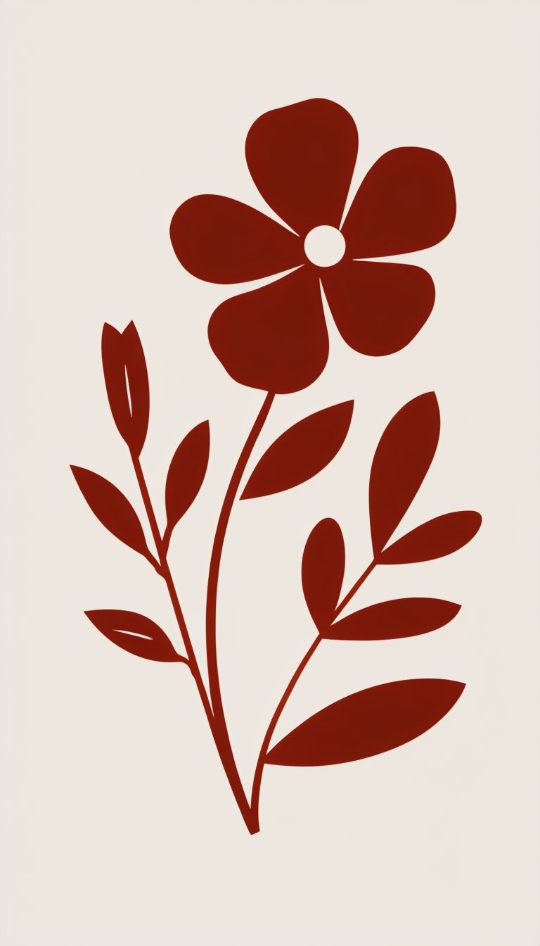 Stylized Dark Red Flower Minimalist Design Phone Case Cover