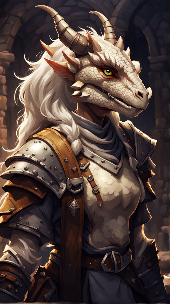 White female dragonborn tavernkeeper dnd by Sergeo Vival'di - Playground