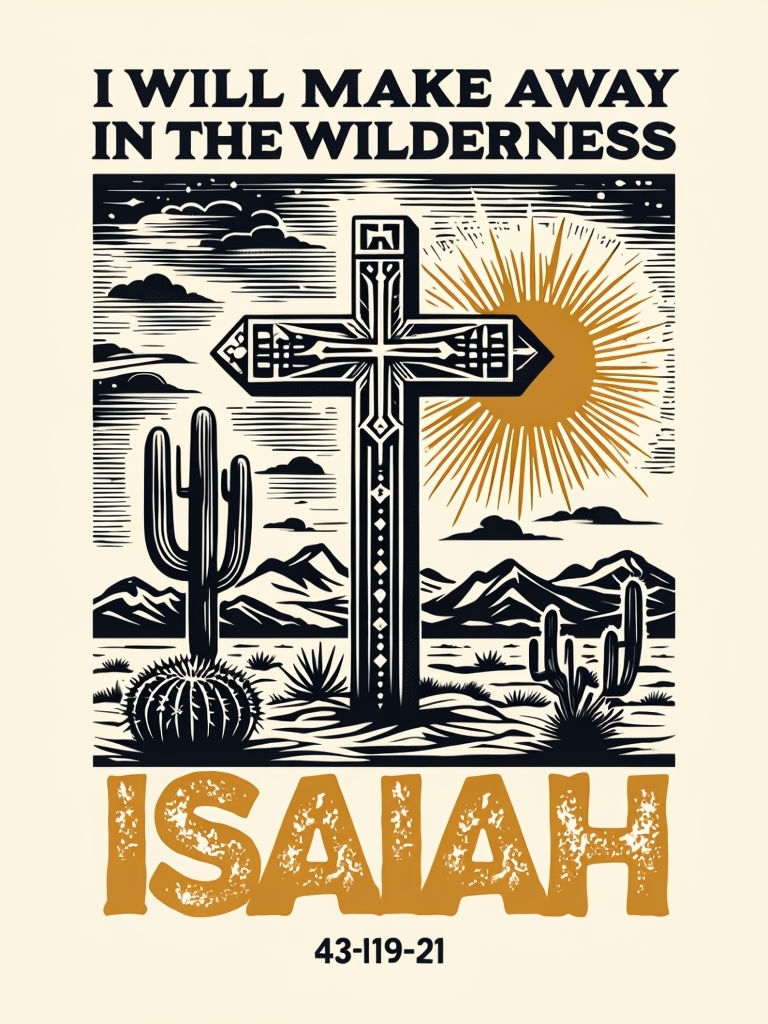 Vintage Cross in the Wilderness Illustration T-Shirt