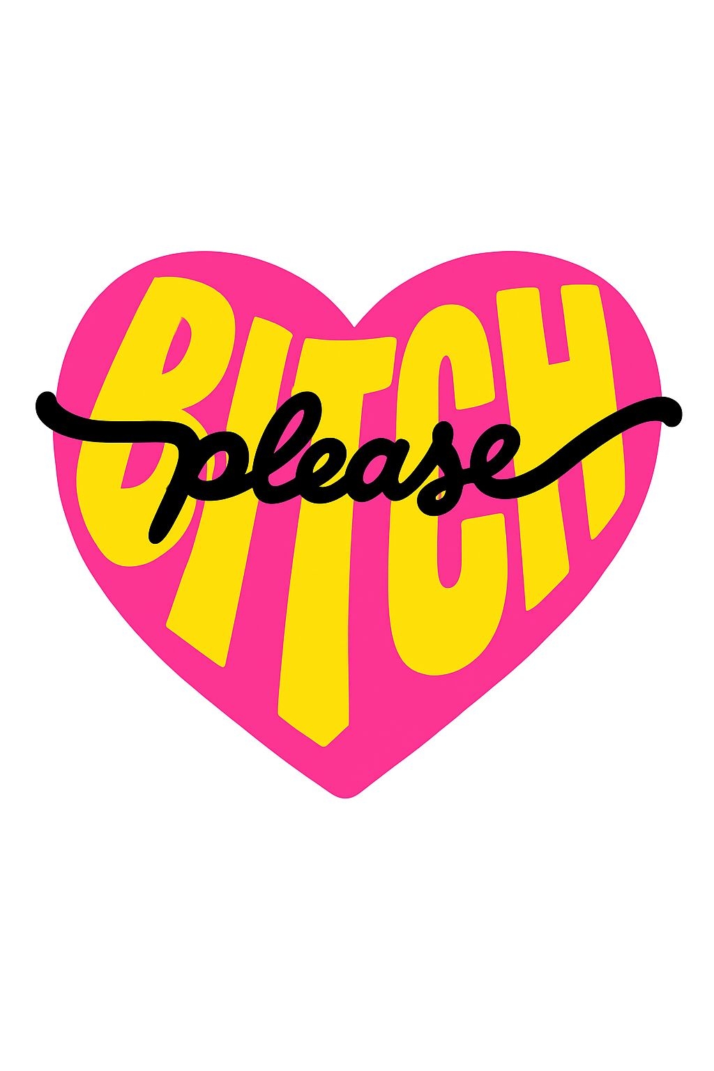 Playful Pink Heart BITCH Please Graphic T-Shirt