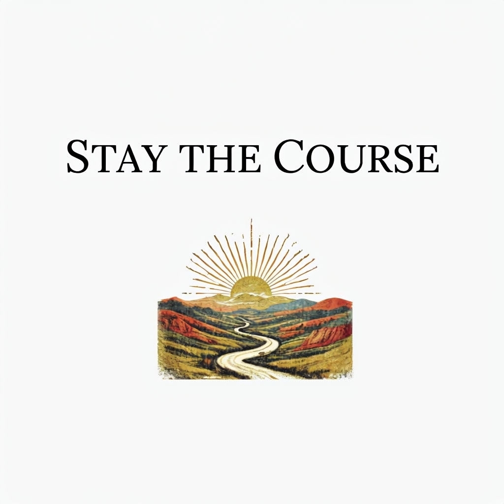 Stay the Course Motivational Typography with Vintage Landscape Mug