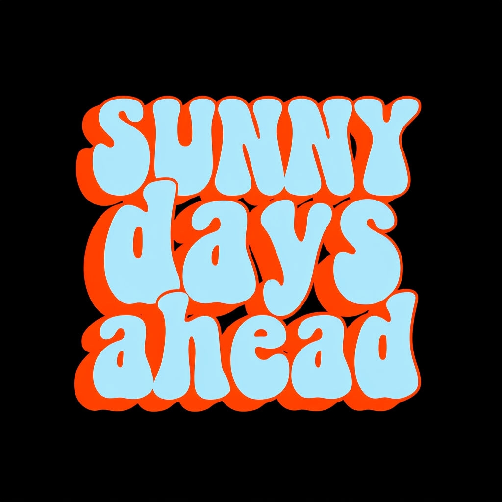 Sunny Days Ahead Retro Bubble Typography T-Shirt