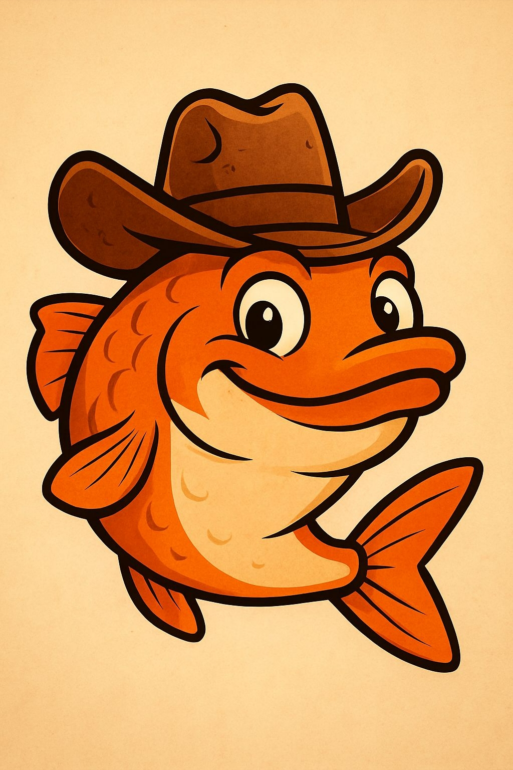 Playful Cowboy Fish Illustration T-Shirt