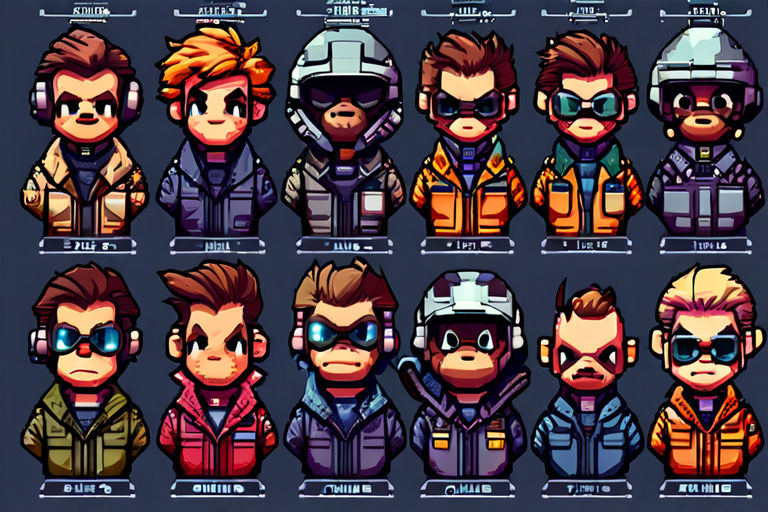 8-bit game character sprite sheet featuring a collection of ... by ...