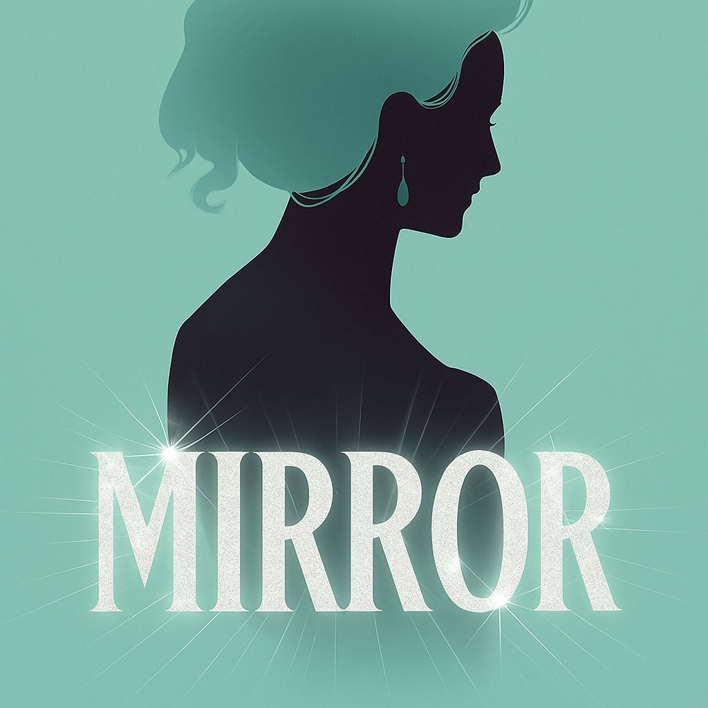 Elegant Minimalist Woman Silhouette with Mirror Text Album Cover