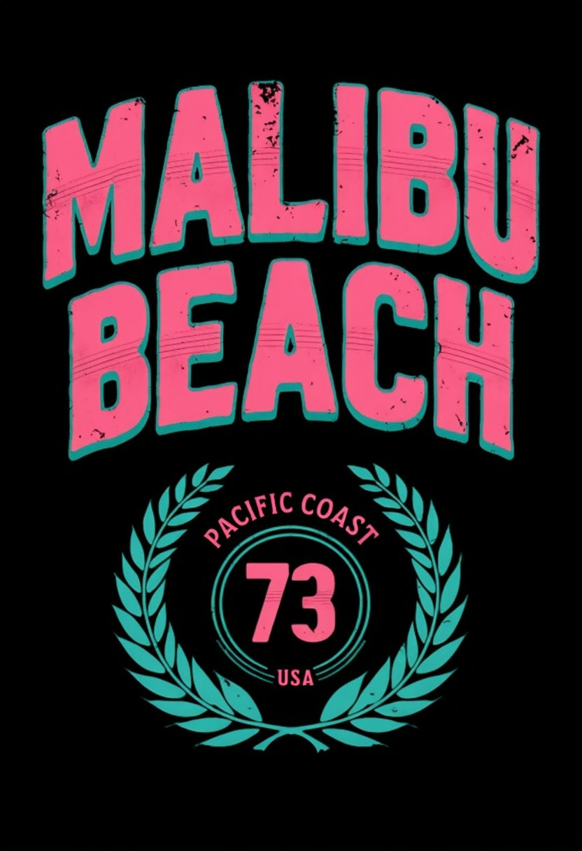 Vintage Malibu Beach T-Shirt Design