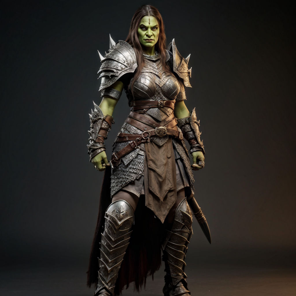 green barbarian green orc female