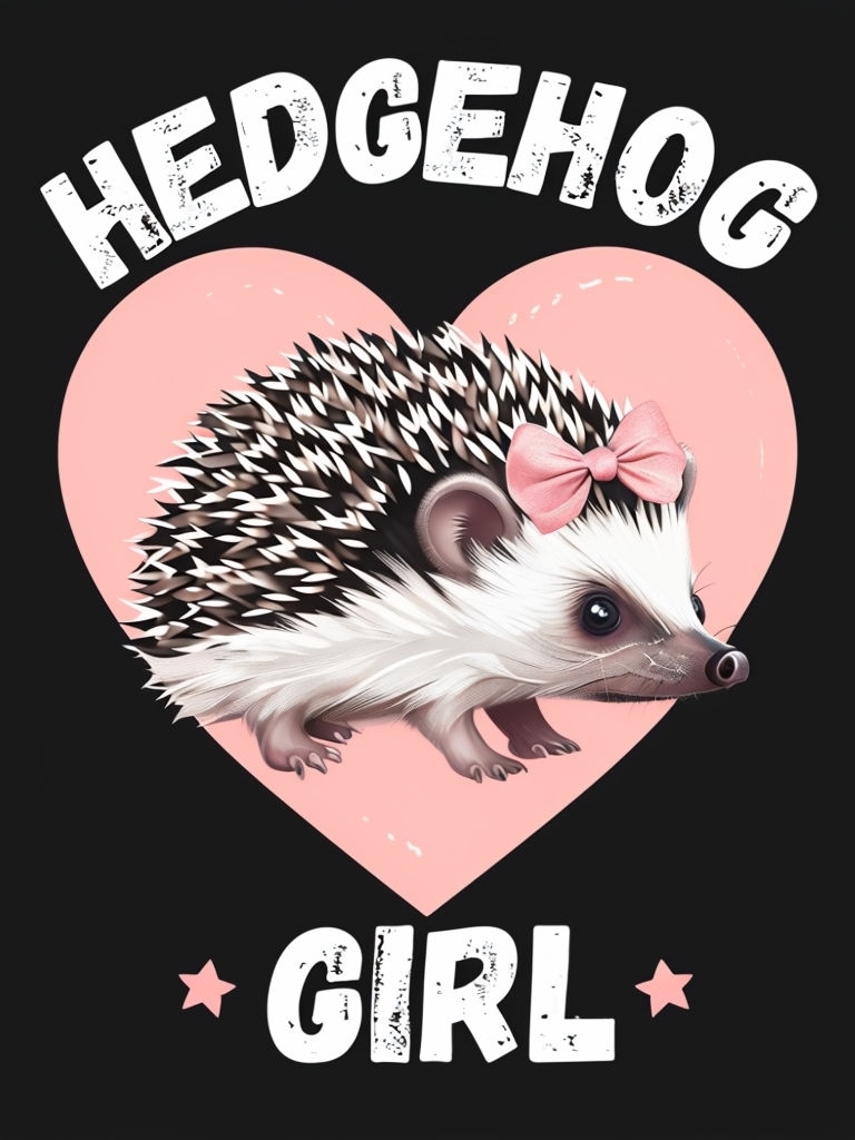 Whimsical White Hedgehog with Peach Heart T-Shirt