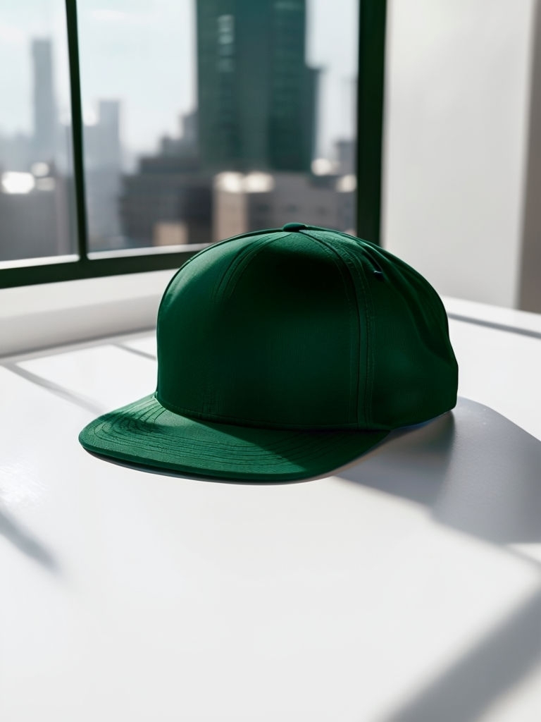 Trendy Dark Green Snapback Cap Mockup for Modern Fashion