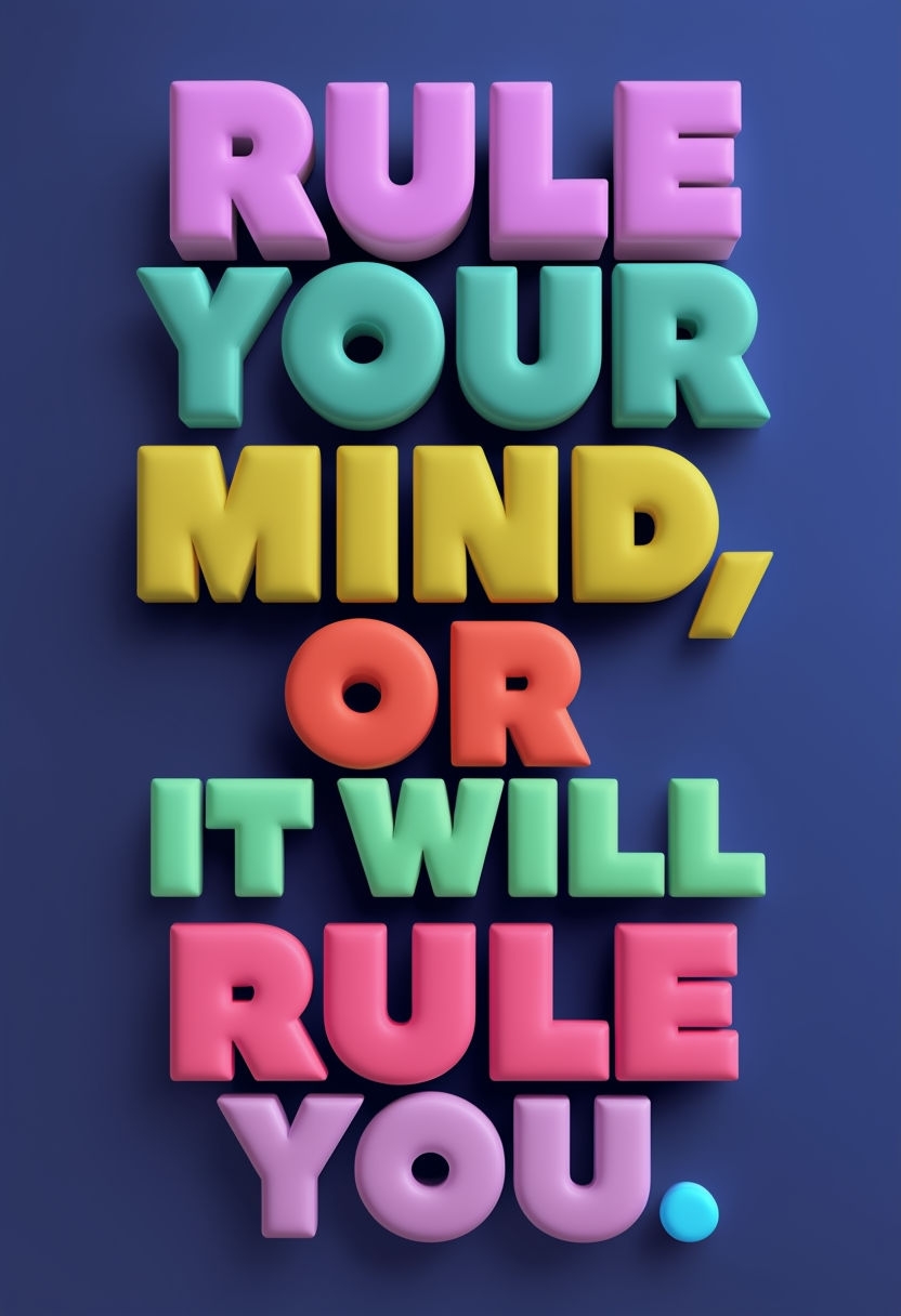 Motivational Quote "Rule Your Mind" Vibrant Typography Poster