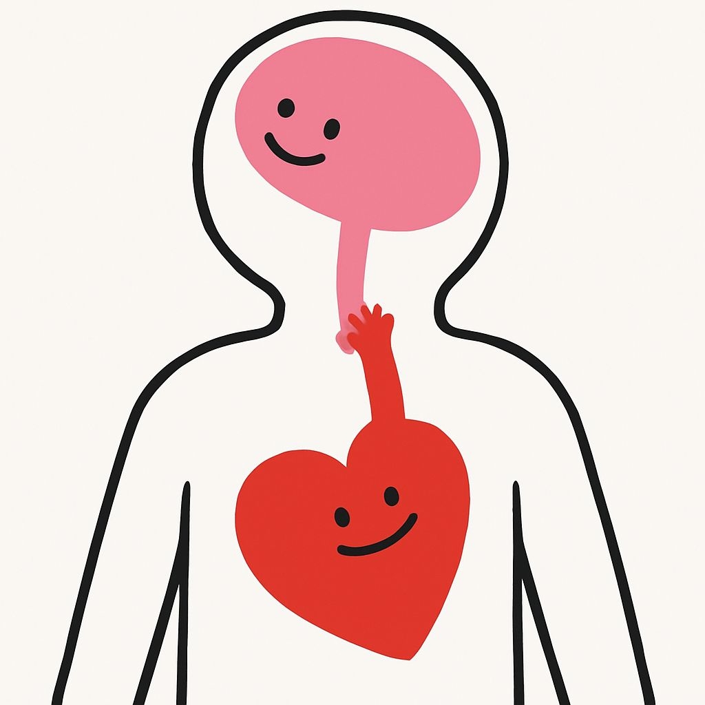 Whimsical Brain and Heart Cartoon Illustration Art
