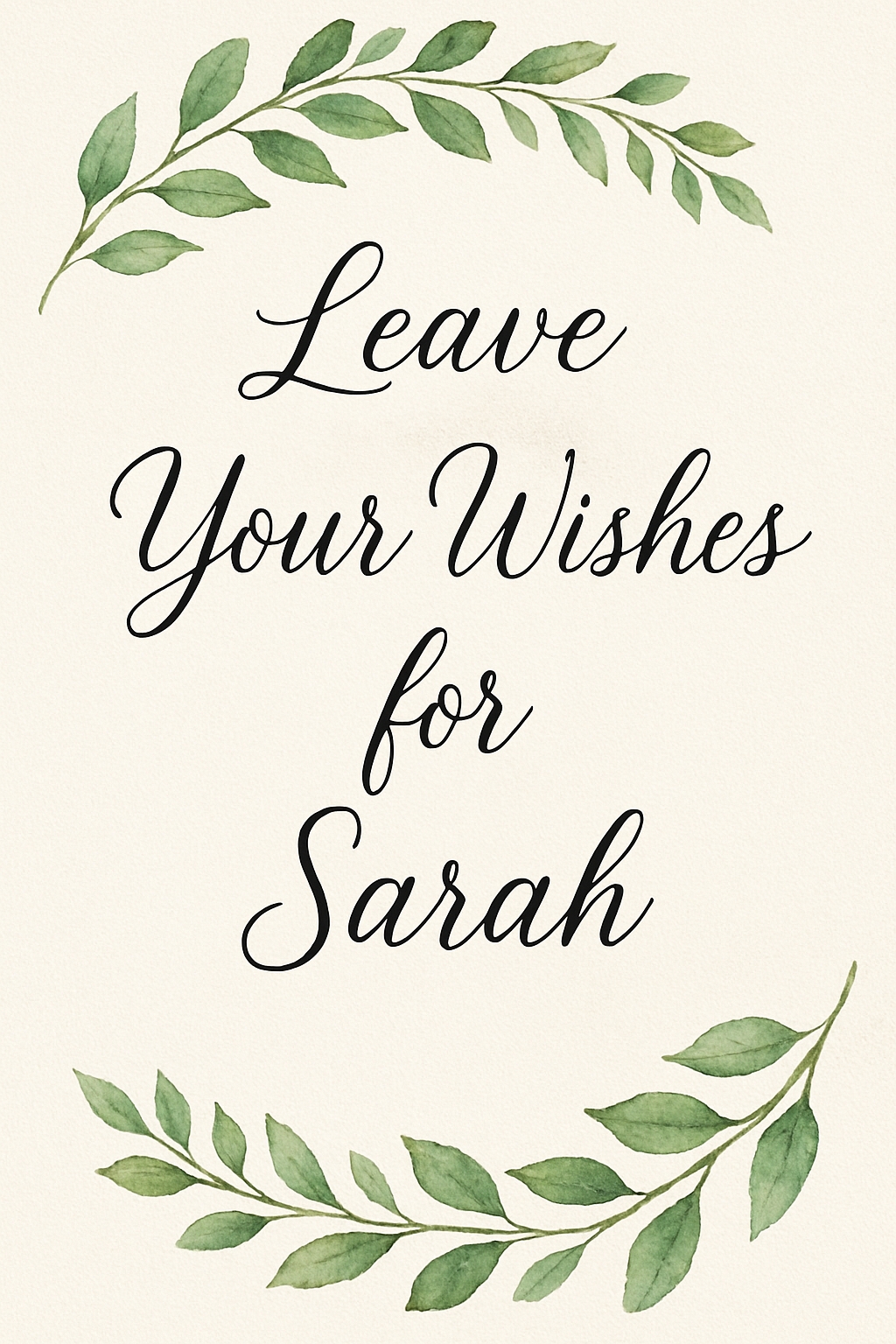 Elegant Watercolor Invitation Card for Sarah's Wishes Event Sign