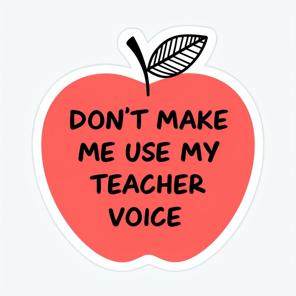 Coral Red Apple Sticker with Teacher Quote for Classroom Decor Sticker