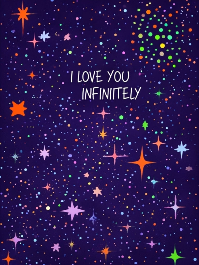 Colorful Cosmic Night Sky with Romantic 'I Love You Infinitely' Message Card