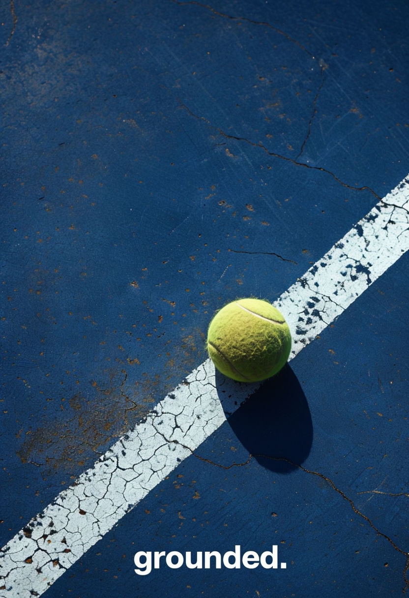 Worn Tennis Court and Ball Illustration with Grounded Text Poster