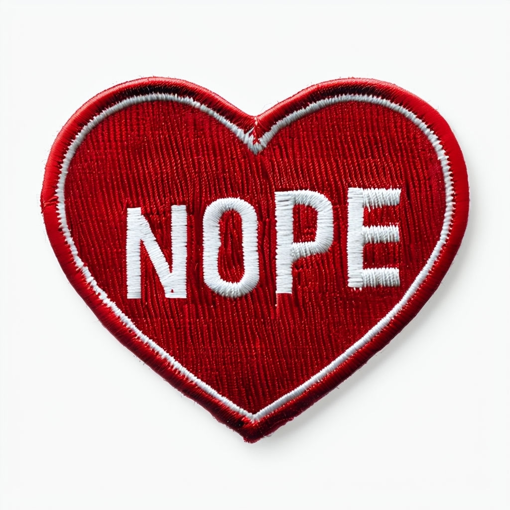 Heart-Shaped 'NOPE' Embroidered Patch Design for Hats