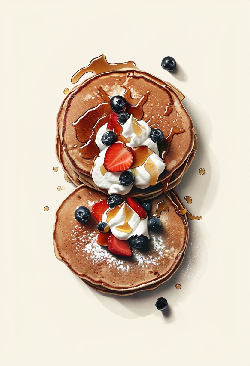 Delicious Stack of Whole Wheat Pancakes with Maple Syrup Poster