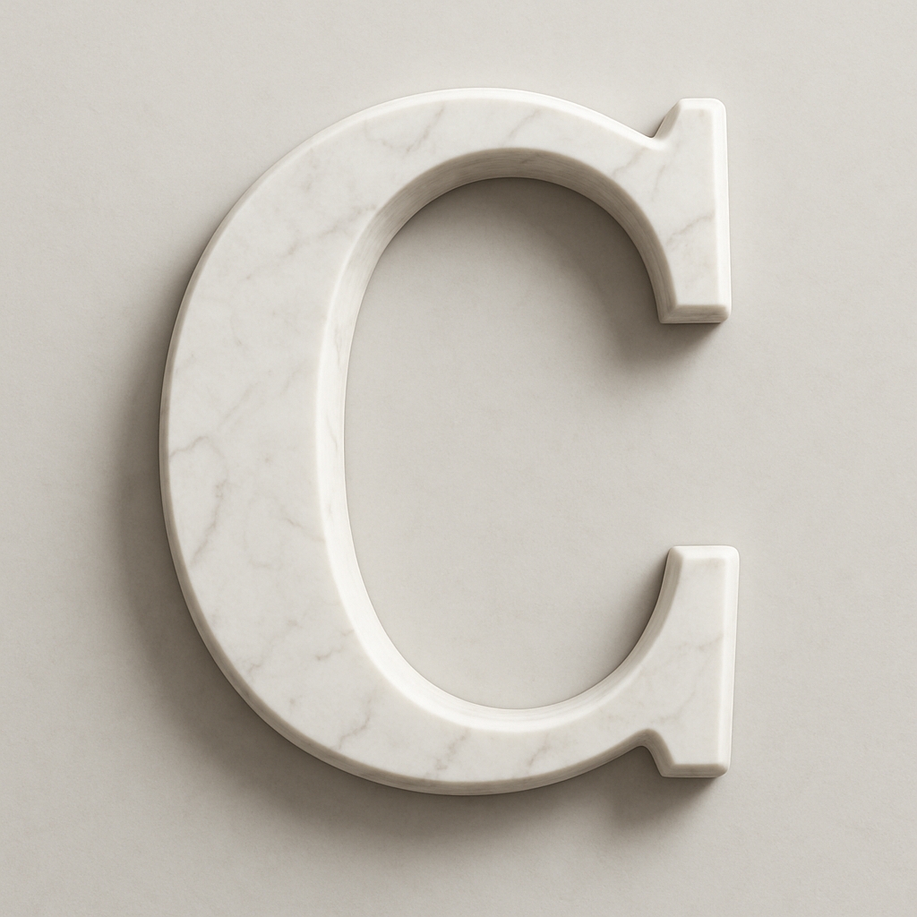 Elegant White Marble Letter C Monogram Design