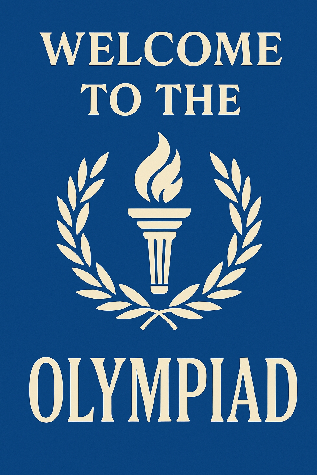 Navy Blue Welcome to the Olympiad Torch and Laurel Wreath Poster Event Sign