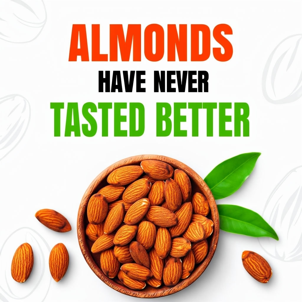 Fresh and Appealing Almonds Advertisement for Social Media Post