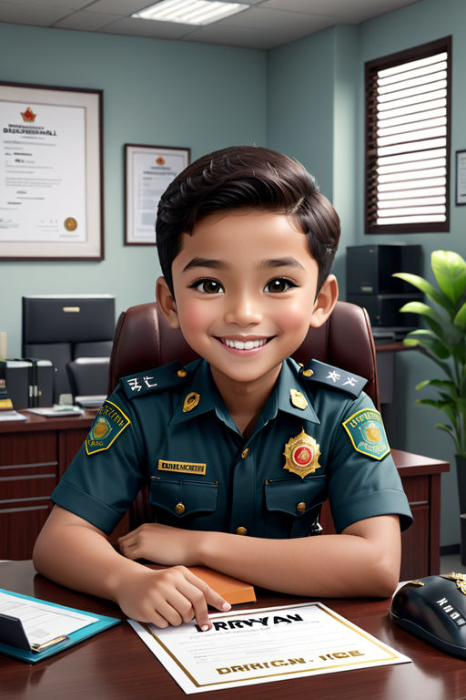 A smiling-faced boy in full Indonesian police uniform by Ps Sanz ...