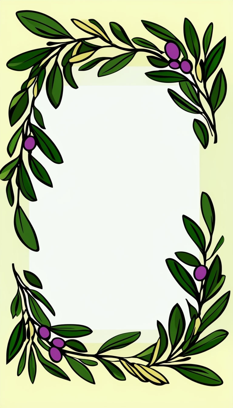 Decorative Olive Branch Border Design for Natural Aesthetic Social Media Post