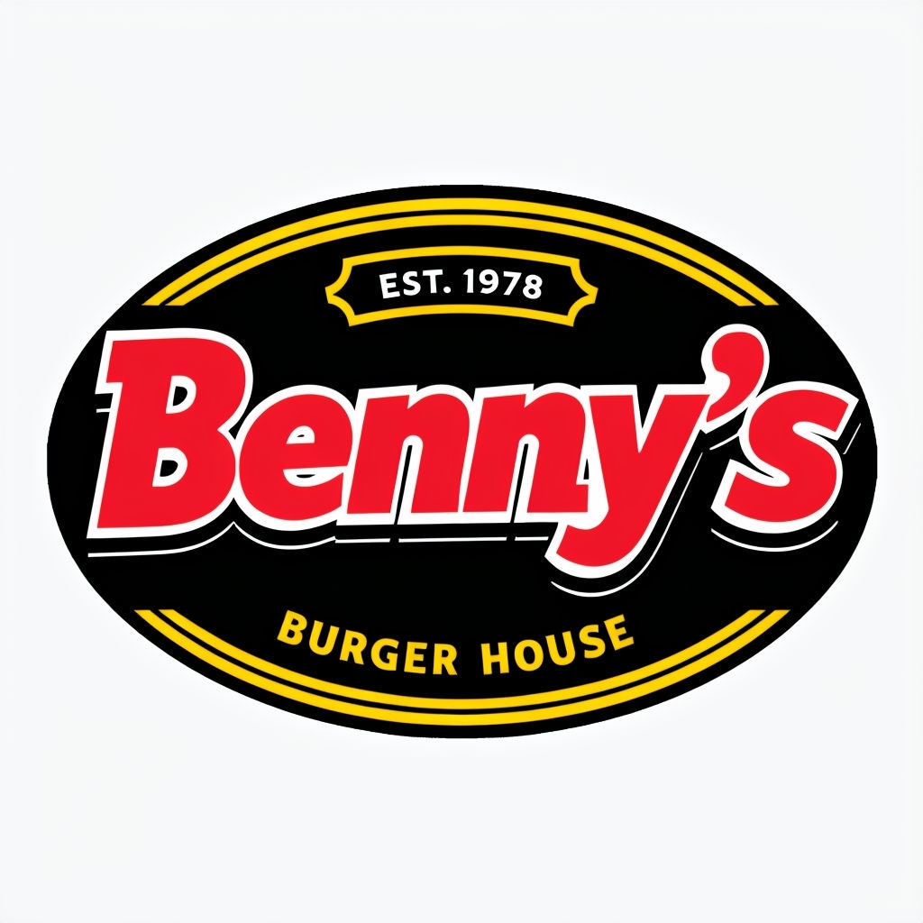 Bold Benny's Burger House Logo with Vintage Touches