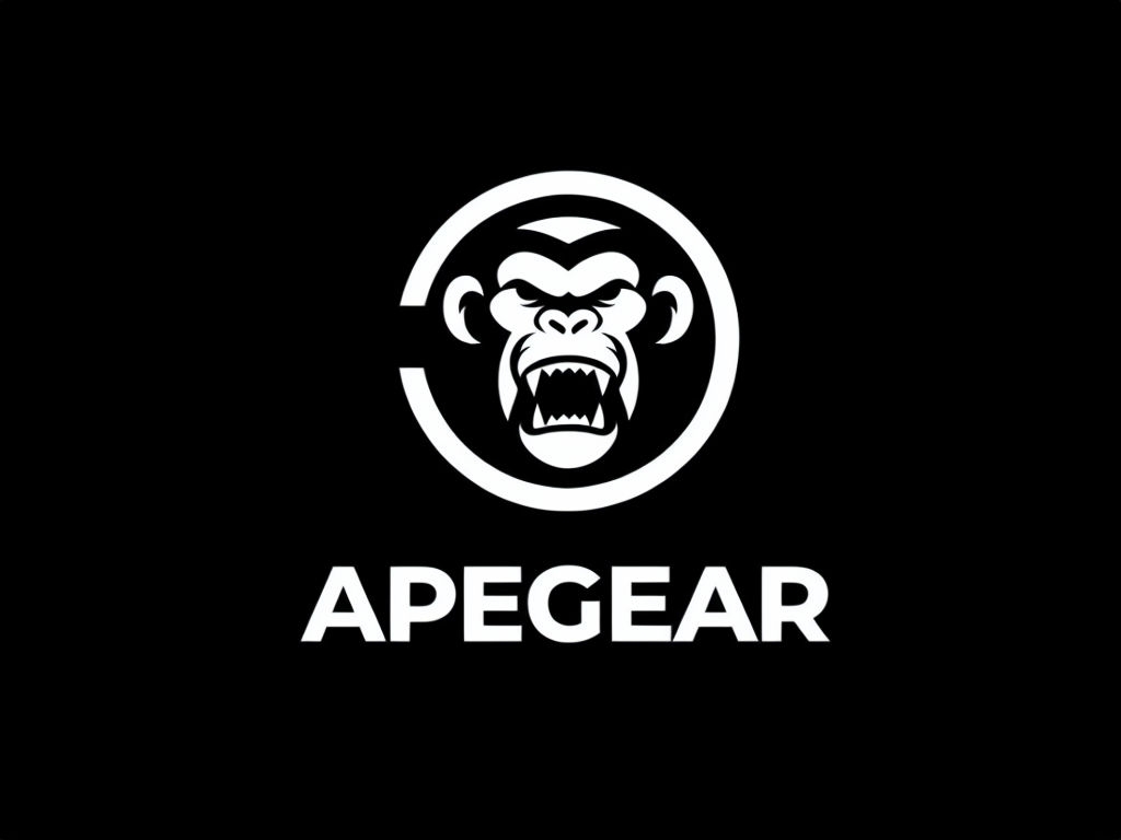 Minimalist ApeGEAR Logo Design with Aggressive Monkey Art Logo