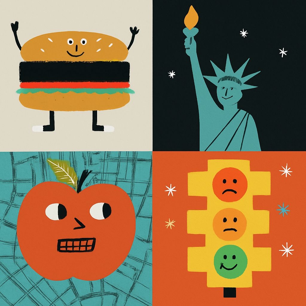 Whimsical Cartoon Characters and Objects Seamless Pattern